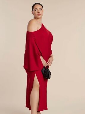 Eloquii Red One-Shoulder Slit Dress - Women